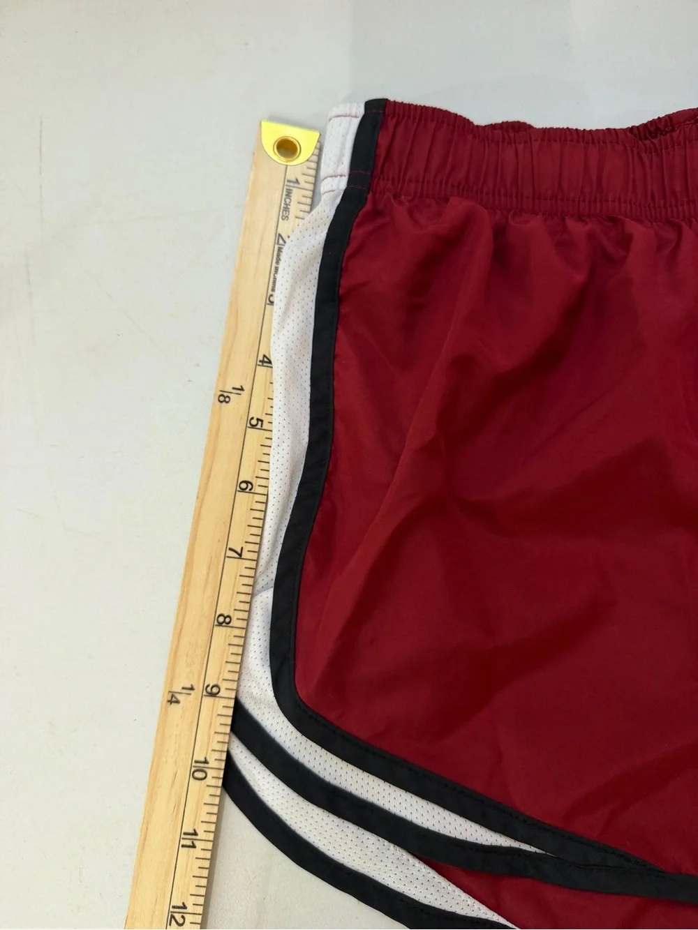 Nike Dri-FIT Running Shorts Women’s Red White Black Mesh Lined Athletic